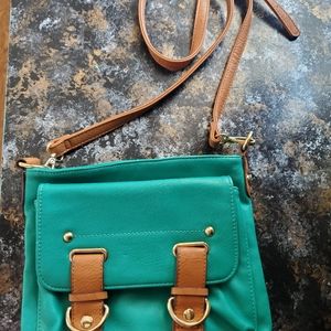Teal/greenisg cross body bag